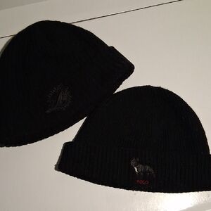 Ralph Lauren Black Knit Beanie Bundle